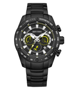 Rhythm S1410S06 black stainless steel band & black chronograph dial men’s luxury watch
