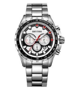Rhythm S1411S01 silver stainless steel chain & white chronograph dial gent's classical watch