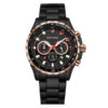Rhythm S1411S05 black stainless steel chain & black chronograph dial men's luxury watch