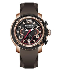 Rhythm S1413R04 black silicone band & black chronograph dial men's classical watch
