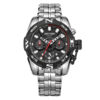 Rhythm S1414S02 silver stainless steel chain & black chronograph dial men’s dress watch