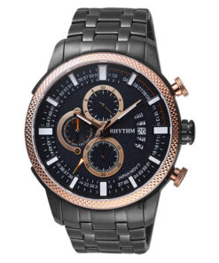 Rhythm SI1607S06 black stainless steel chain & black chronograph dial men’s luxury watch