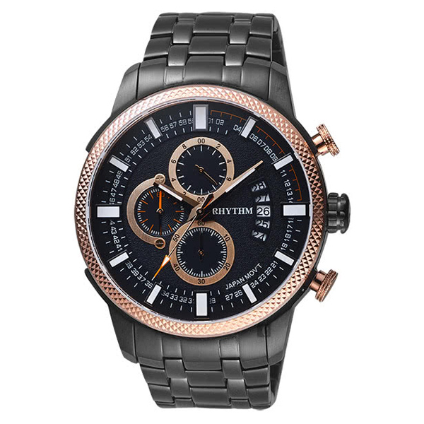 Rhythm SI1607S06 Full Black Chronograph Men's Quartz Watch