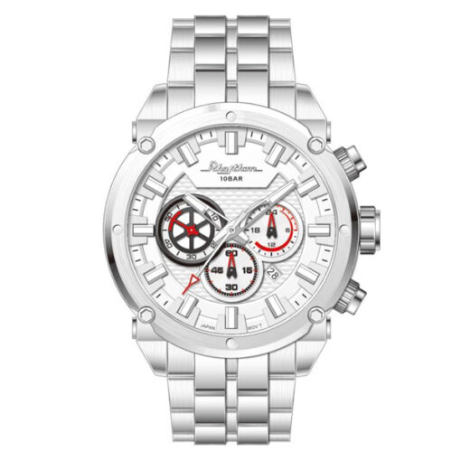 Rhythm SI1612S01 silver stainless steel chain & white chronograph dial men’s classical watch