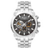 Rhythm SI1612S02 silver stainless steel chain & black chronograph dial men’s dress watch