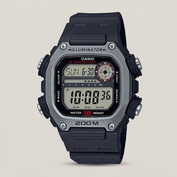 Casio DW-291H-1A black resin band square shape digital dial 200M WR youth watch