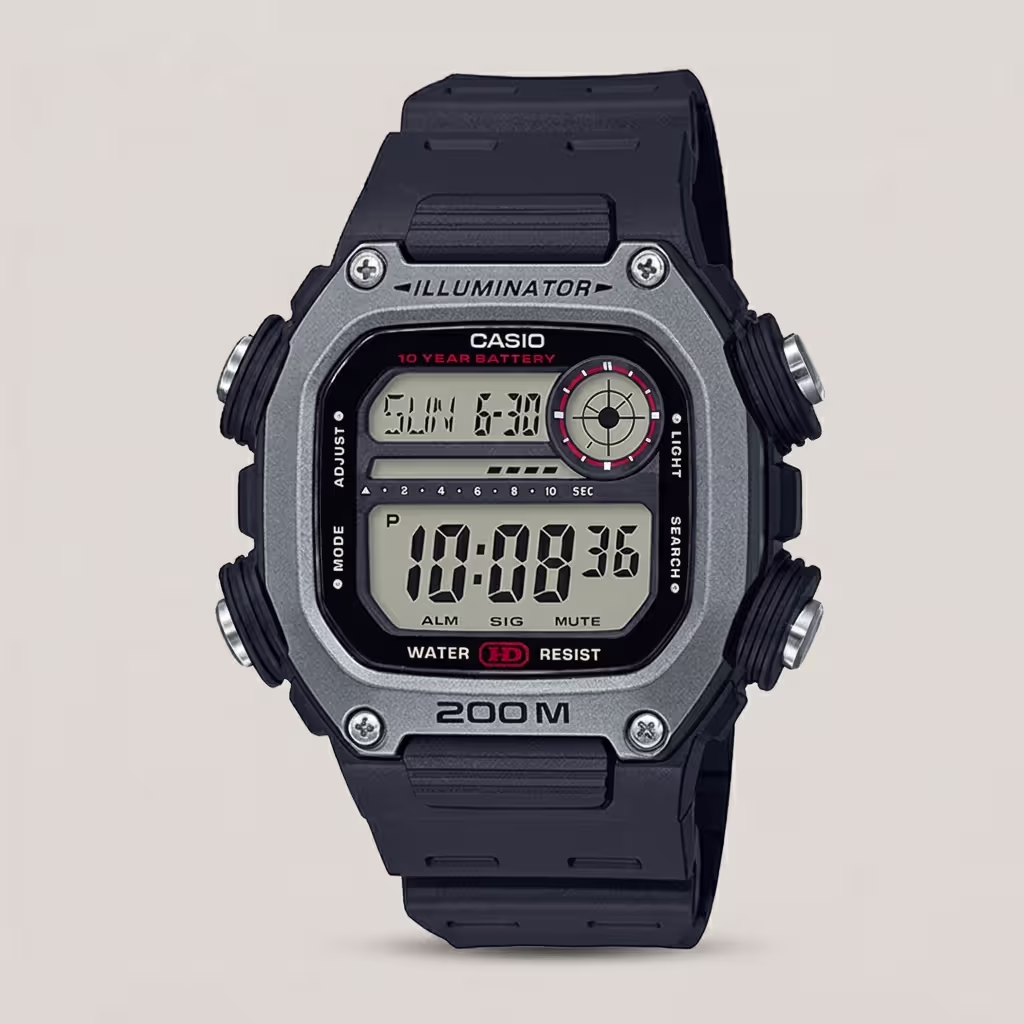 Casio DW-291H-1A black resin band square shape digital dial 200M WR youth watch