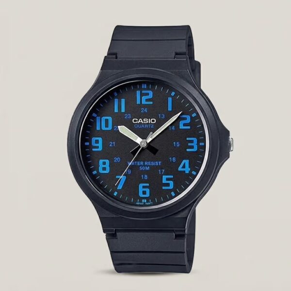 Casio MW-240-2B black resin band & black/blue numeric dial casual watch