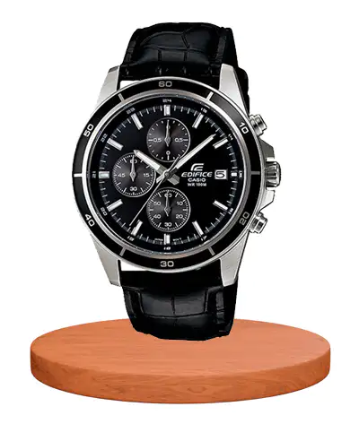 Casio Edifice EFR 526L 1AV black leather strap men's chronograph dress watch