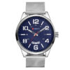 Curren 8236 silver mesh steel chain & blue analog dial men's wrist watch