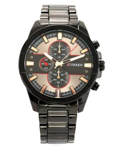 Curren 8274 black stainless steel chain & grey chronograph dial men's gift watch