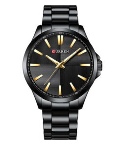 Curren 8322 black stainless steel chain & black analog dial men's standard watch