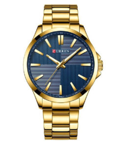 Curren 8322 golden stainless steel chain & blue analog dial men's stylish