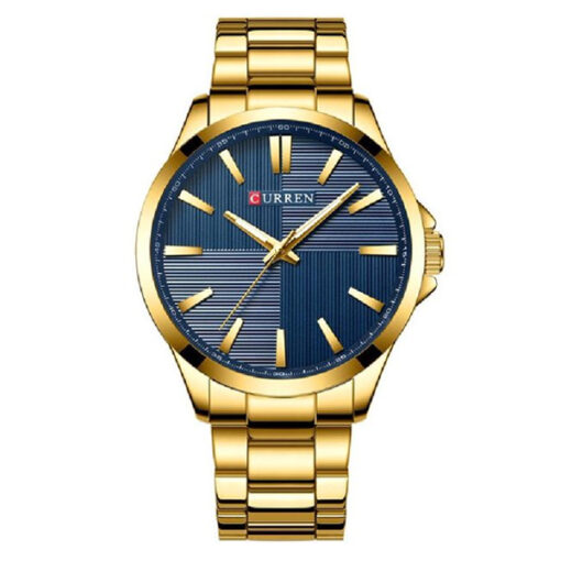 Curren 8322 golden stainless steel chain & blue analog dial men's stylish