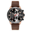 Curren 8325 brown leather band & black chronograph dial men's stylish watch