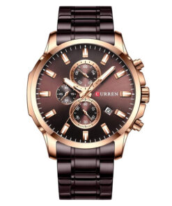 Curren 8348 brown stainless steel chain & brown chronograph dial men's gift watch