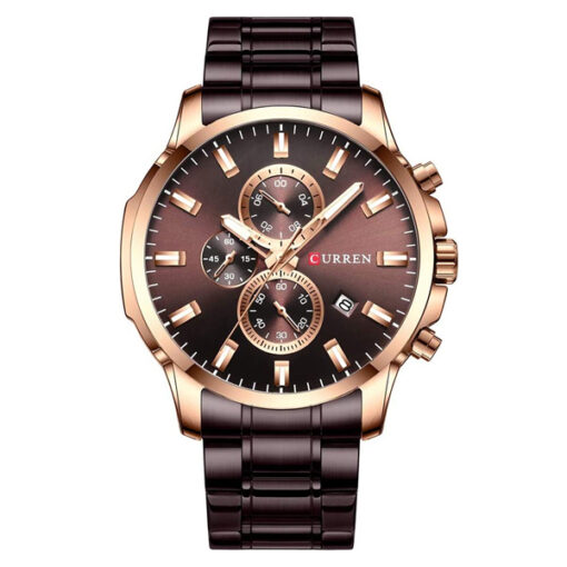 Curren 8348 brown stainless steel chain & brown chronograph dial men's gift watch