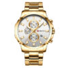Curren 8348 golden stainless steel chain & silver chronograph dial men's luxury watch