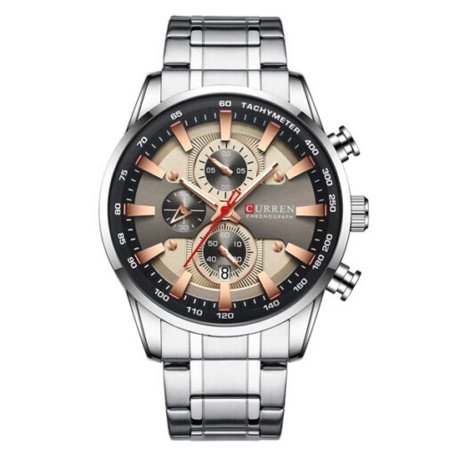 Curren 8351 silver stainless steel chain & stylish chronograph dial men's quartz watch