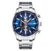 Curren 8351 silver stainless steel chain & blue chronograph dial men's sports watch