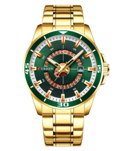 Curren 8359 golden stainless steel chain & black analog dial men's luxury watch