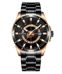 Curren 8359 black stainless steel chain & black analog dial men's stylish watch