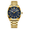 Curren 8407 golden stainless steel chain & blue analog dial men's gift watch