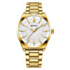 Curren 8407 golden stainless steel chain & white analog dial men's classic watch