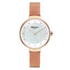 Curren 9032 rose gold mesh steel chain & silver analog dial ladies classical watch