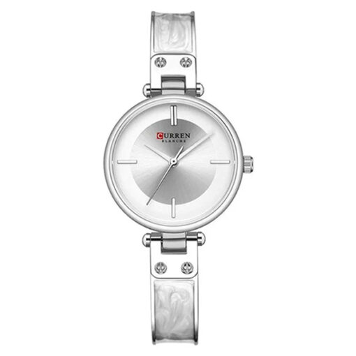 Curren 9058 silver stainless steel chain & silver analog dial ladies classic watch