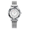 Curren 9066 silver mesh steel chain & white analog dial ladies standard watch