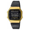 Casio A168WEGB-1BDF golden stainless steel chain & digital dial men's standard watch