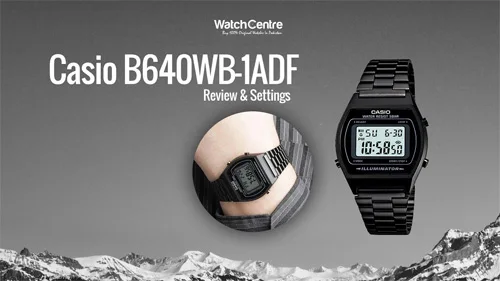 Casio B640WB-1A black stainless steel chain square shape digital dial vintage wrist watch
