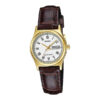 Casio LTP-V006GL-7B brown leather strap & white roman dial ladies gift watch