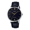 Casio LTP-VT01L-1B black leather strap & black analog dial ladies gift watch