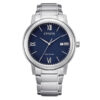 Citizen AW1670-82L silver stainless steel chain blue analog dial men's eco drive wrist watch