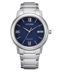 Citizen AW1670-82L silver stainless steel chain blue analog dial men's eco drive wrist watch