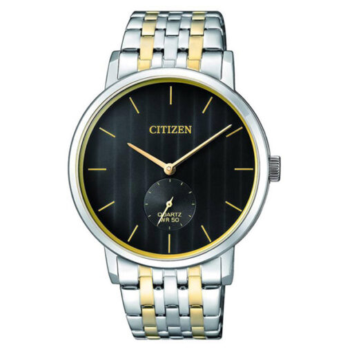 Citizen BE9174-55E two tone stainless steel chain black analog dial men's dress watch