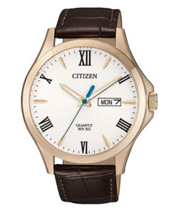 Citizen BF2023-01A brown calf leather strap white analog day/date men's dress watch