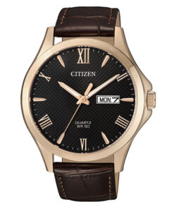 Citizen BF2023-01H brown calf leather strap black roman dial men's hand watch