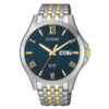 Citizen BF2024-50L two tone stainless steel chain blue analog dial men's gift watch