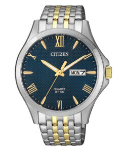 Citizen BF2024-50L two tone stainless steel chain blue analog dial men's gift watch