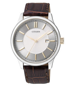 Citizen BI1054-04A brown calf leather strap silver analog dial men's dress watch