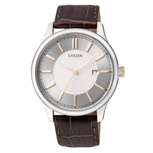 Citizen BI1054-04A brown calf leather strap silver analog dial men's dress watch