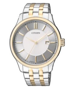 Citizen BI1054-55A two tone stainless steel chain silver analog dial men's gift watch