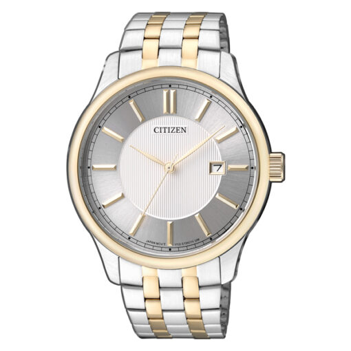 Citizen BI1054-55A two tone stainless steel chain silver analog dial men's gift watch