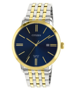Citizen DZ0004-54L two tone stainless steel chain blue analog dial men's gift watch