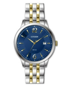 Citizen DZ0034-53L two tone stainless steel chain blue analog dial men's stylish watch