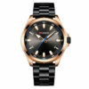 Curren 8320 black stainless steel chain round analog dial men's stylish wrist watch