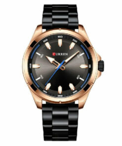 Curren 8320 black stainless steel chain round analog dial men's stylish wrist watch